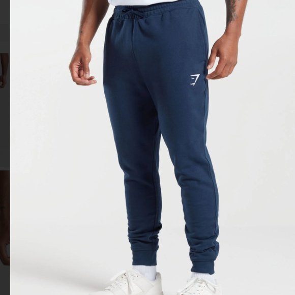 Gymshark Crest Joggers M Navy New - Picture 1 of 6